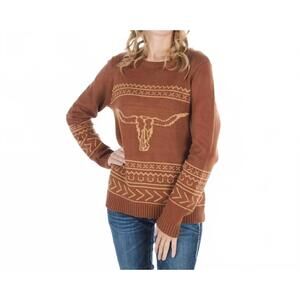 NEW COTTON & RYE longhorn western sweater in rust